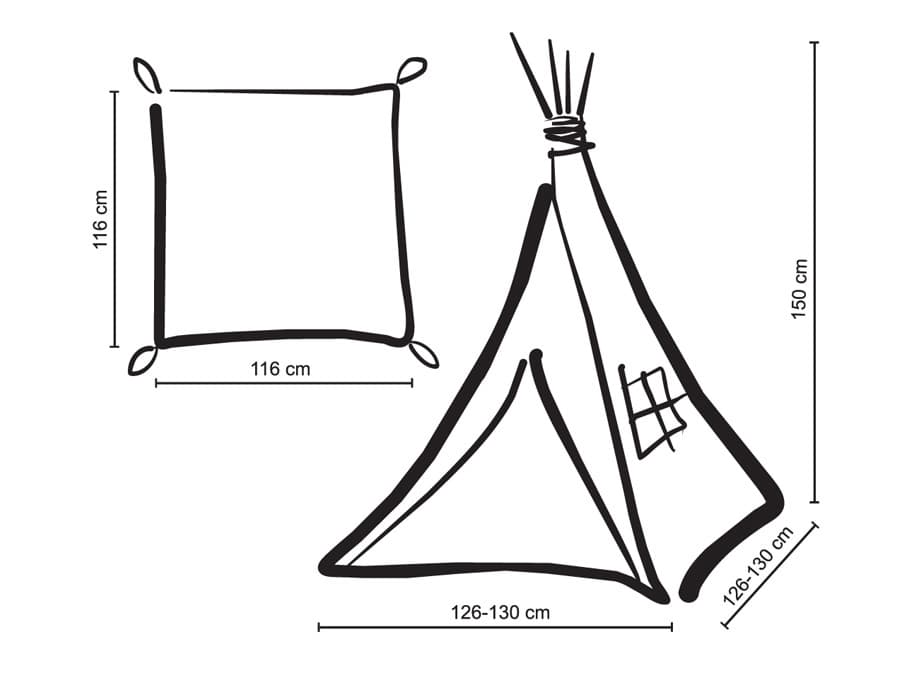 Namiot TIPI dla dzieci +mata + zawieszki pióra -  Białe grochy na różu
